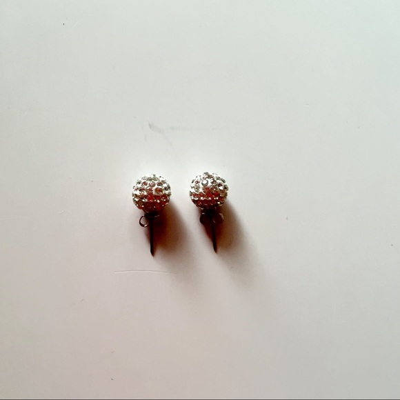 Silver Sparkle Sphere Stud Earrings - Picture 3 of 3